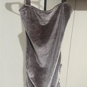Papermoon Strapless Velvet Dress in Gray